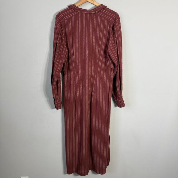 Free People Audrey Stripe Midi Dress Women's Small Red Button Up Collared Boho - Picture 12 of 15